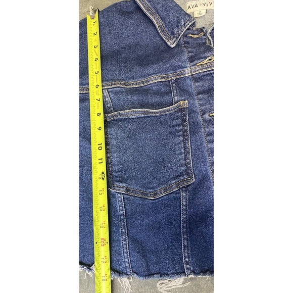 Ava & Viv Women's Plus Cropped Lightweight Denim Jacket Darkwash Size 1X - Picture 9 of 10
